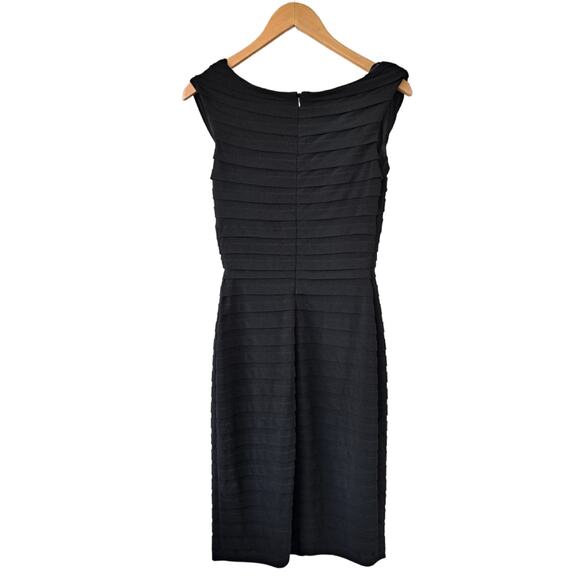TADASHI SHOJI Black Jersey Shutter Pleated V-neck Cocktail Party Dress Small - Picture 9 of 11